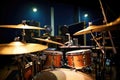 detail shot of drums and drumsticks in music studio Royalty Free Stock Photo