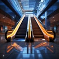 detail shot of escalator in modern buildings or subway station