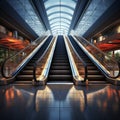 detail shot of escalator in modern buildings or subway station