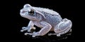 Detail shot of frost patterns on a frog , concept of Ice crystals