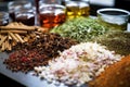 detail shot of herbs and spices for flavor infusion in liqueurs