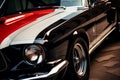 Closeup headlamp of vintage luxury muscle car. Generative AI Royalty Free Stock Photo