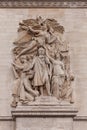 Detail shot of Ornamental Sculptures on Arch of Triumph, Paris France Royalty Free Stock Photo