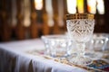 detail shot of orthodox jewish wedding glass about to be smashed