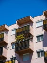 Detail shot of a residential apartment building windows balconies Royalty Free Stock Photo