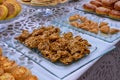 Detail shot of a small plate of delicious Moroccan Chebakia pastries