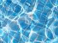 Water and blue tiles with sunlight in a swimming pool