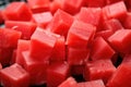 detail shot of squeezed watermelon chunks yielding juice