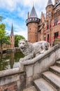 Lion statue in front of the castle in Utrecht, The Netherlands.