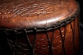 detail shot of the surface of an african drum