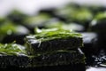 detail shot of sushi rolls with textured nori layer Royalty Free Stock Photo