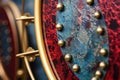 detail shot of tambourine skin stretched on frame