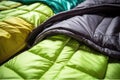 detail shot of thermal insulation materials for sleeping bags