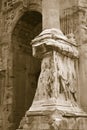 Detail shot of Triumphal Arches, Arch of Septimius Severus, Roman Forum, Rome, Italy, Europe Royalty Free Stock Photo