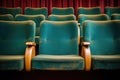 detail shot of vintage cinema seats in a row Royalty Free Stock Photo