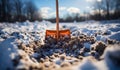 Detail of shovel to clear snow. AI generated