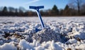 Detail of shovel to clear snow. AI generated