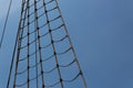 Detail of a shroud on an old tall ship, elaborate splicing and wound finish, sailing vessel rigging