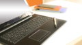 Detail side view of a laptop computer keyboard Royalty Free Stock Photo