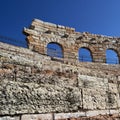 Detail of the side wall of the Arena of Verona, Italy. ancient roman riuns Royalty Free Stock Photo