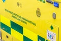 Detail of the side of a Welsh ambulance.