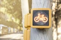 Detail of signboard of bicycle lane or cycle path in Barcelona, Royalty Free Stock Photo