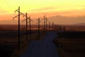 Sihouette Silhouetted Power Lines at Sunrise or Sunset