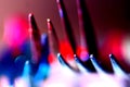 Tops of a eating forks on a colorful background