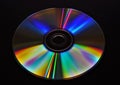 Single CD DVD disc detail closeup with black background Royalty Free Stock Photo