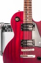 Detail of six-string electric guitar closeup, selective focus Royalty Free Stock Photo