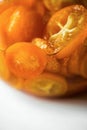 Detail of sliced kumquat fruit in glass Royalty Free Stock Photo