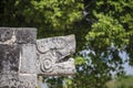 Close up of a serpent head at Chichen Itza, Wonder of the World