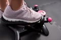 Detail of sneaker on a stepper machine