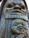 Detail of a Songhees totem pole in Victoria, BC, Canada