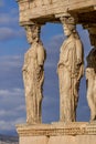 Detail of the south porch of Erechtheion with the Caryatids. Athens, Greece Royalty Free Stock Photo