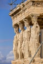 Detail of the south porch of Erechtheion with the Caryatids. Athens, Greece Royalty Free Stock Photo