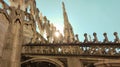 Detail of the spiers of the Milan Cathedral from the top