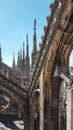 Detail of the spiers of the Milan Cathedral from the top