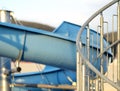 Detail of spiral stairs to water slide at sunset Royalty Free Stock Photo