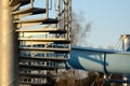 Detail of spiral stairs to water slide at sunset Royalty Free Stock Photo