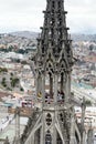 Detail on the spire on the National Basilica in Quito, Ecuador
