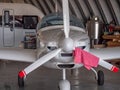 Detail of sport airplane on airport during exhibition day