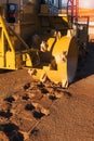 detail of a sprocket of a construction site machine waste and garbage compactor at landfill sites for depositing debris