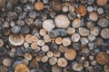 Detail of stacked wooden logs