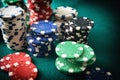 Detail of stacks of game chips to bet Royalty Free Stock Photo