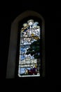 Detail of a stained glass window in Crowland Abbey, Crowland, Li