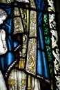 Detail of a stained glass window in Crowland Abbey, Crowland, Li