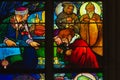 Episode from the lives of Saints Cyril and Methodius on the stained-glass window designed by Alphonse Mucha in St. Vitus Cathedral