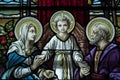 Detail of stained glass window in an old church Royalty Free Stock Photo