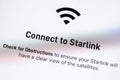 Detail of Starlink app homepage on Apple iPhone screen Royalty Free Stock Photo